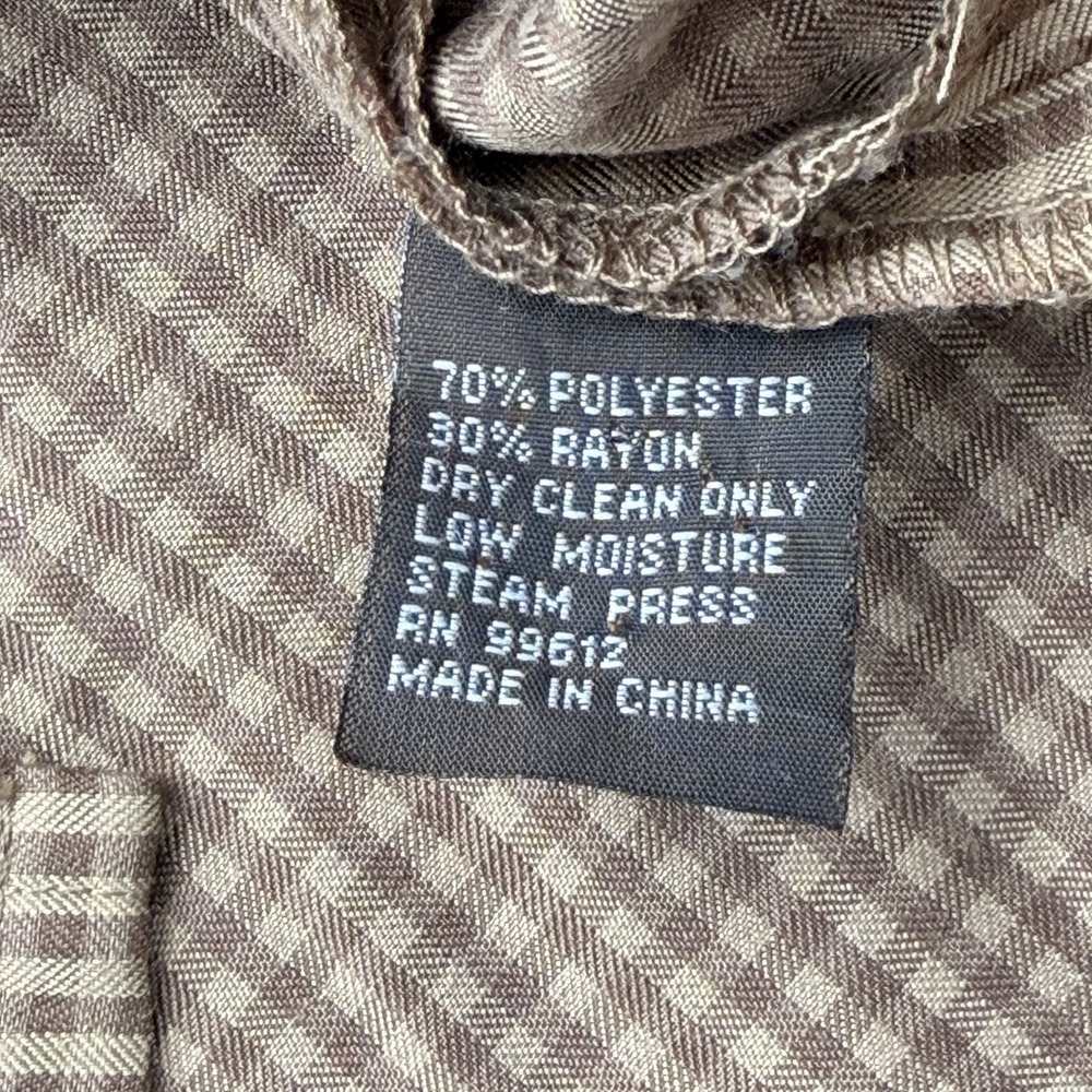Carmel Zhao Men's‎ XL Brown Check Button Front Safari Utility Shirt 70/30 - Picture 4 of 9